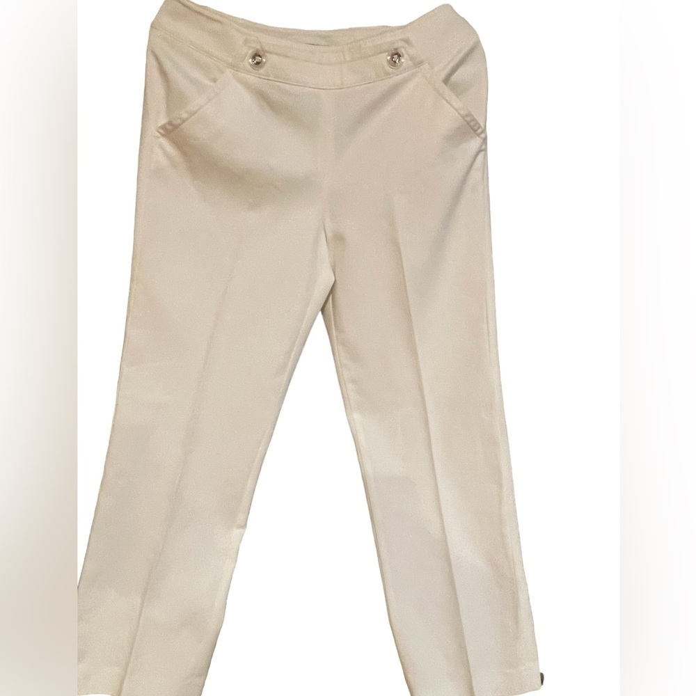 🤍Kasper like new off-white side zip pants size 8.  Flat front and stretch!